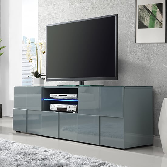 Photo of Aspen high gloss tv sideboard in grey with led lights