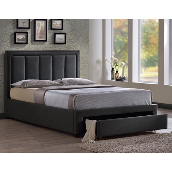 Atlanta Grey Fabric Finish King Size Bed With Drawer 22823