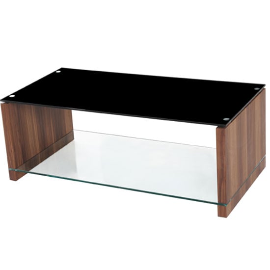 Walnut And Gl Coffee Table Shapeyourminds Atlanta Black Gl Coffee Table With Underself And Walnut