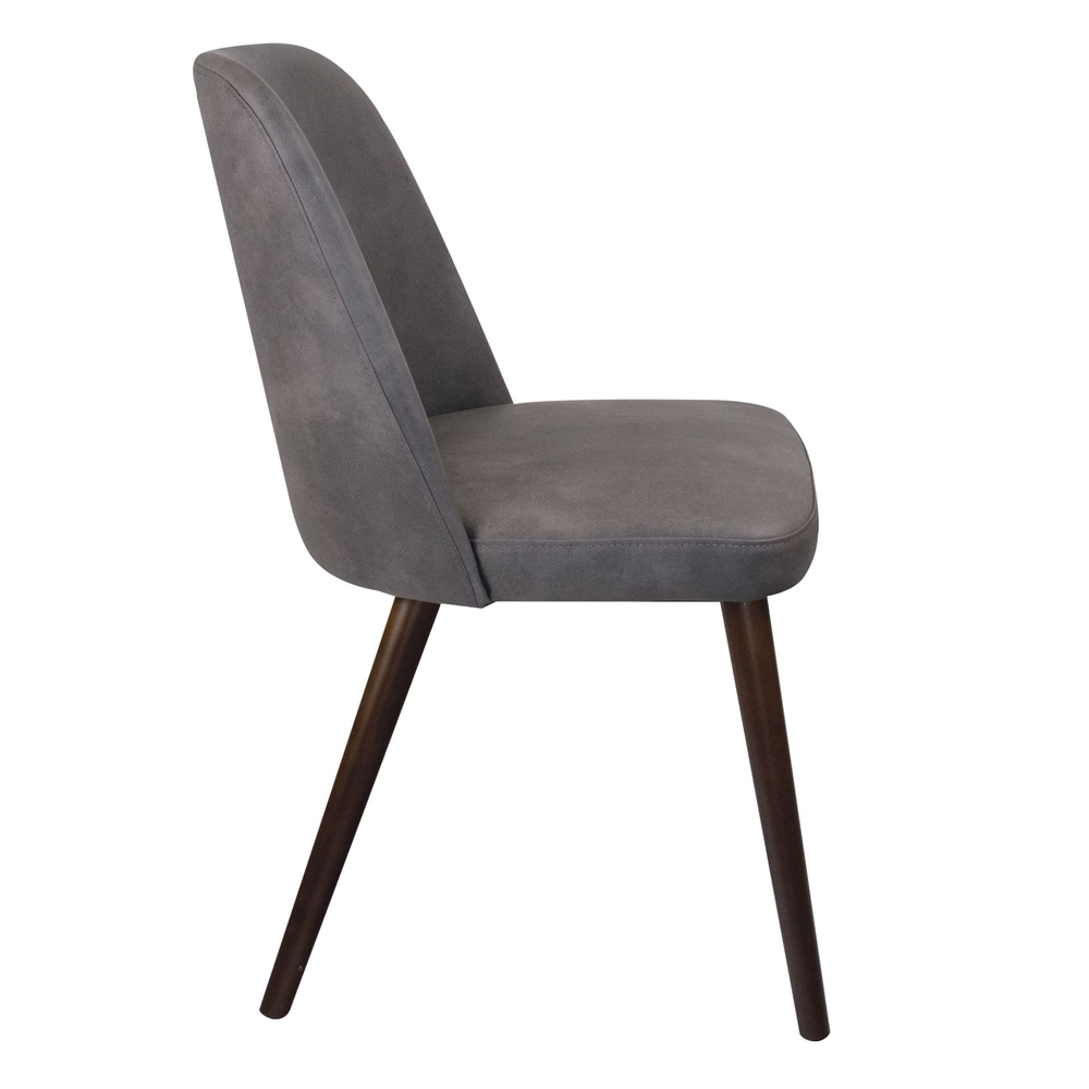 Avelay Faux Leather Bedroom Chair In Steel Grey Vintage Elegance