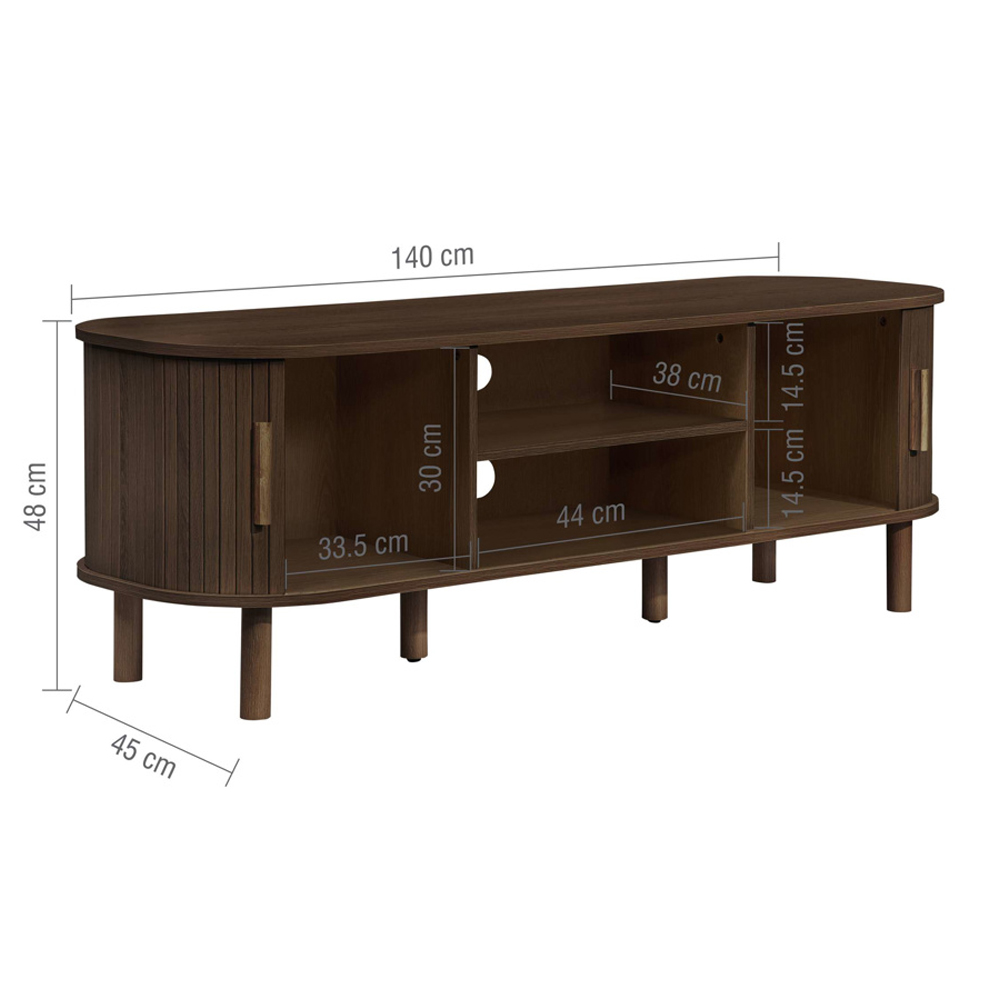 Avenel Wooden TV Stand With 2 Sliding Doors In Walnut