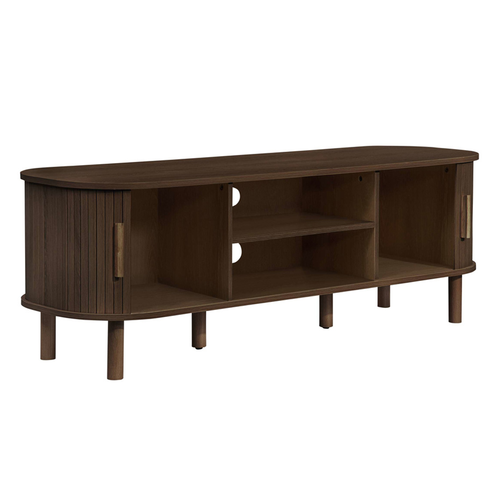 Avenel Wooden TV Stand With 2 Sliding Doors In Walnut