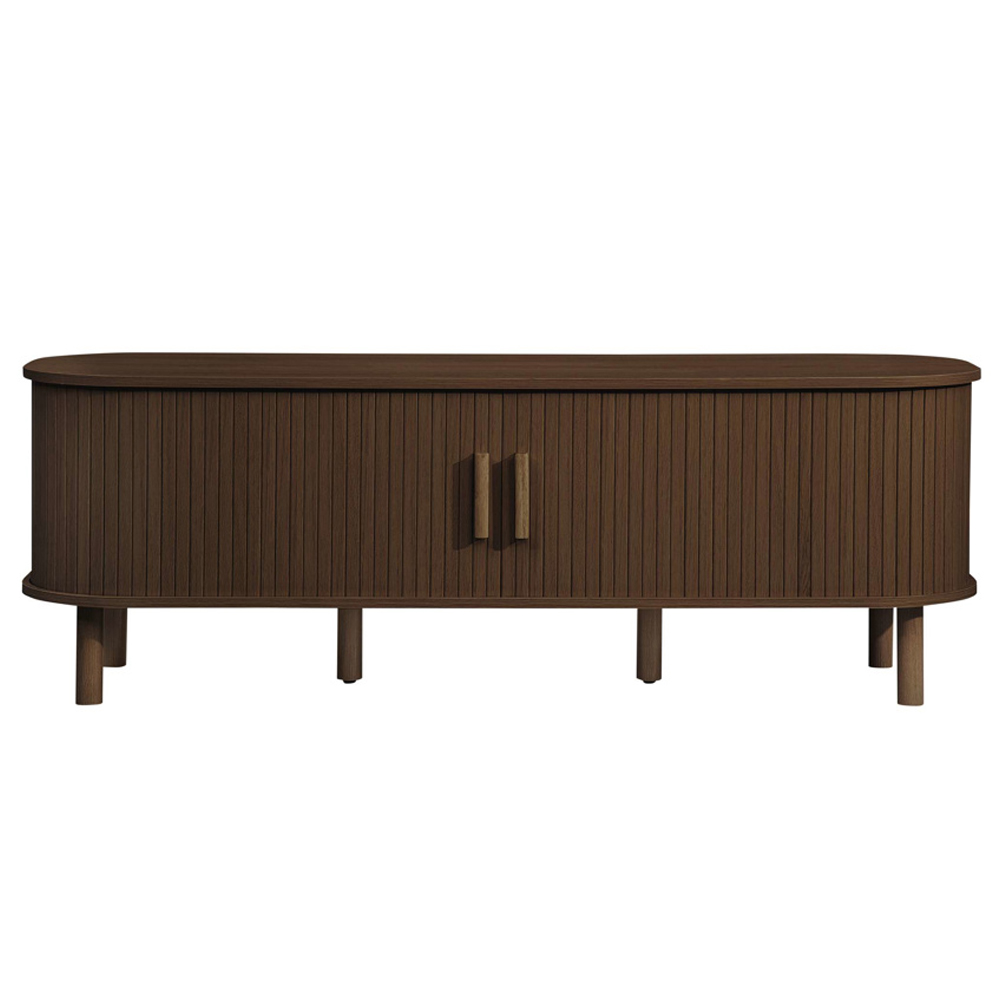 Avenel Wooden TV Stand With 2 Sliding Doors In Walnut