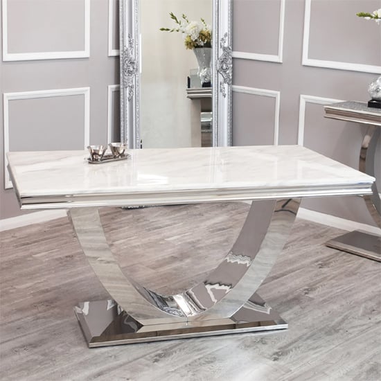 Avon Small White Marble Dining Table With Polished Base_1