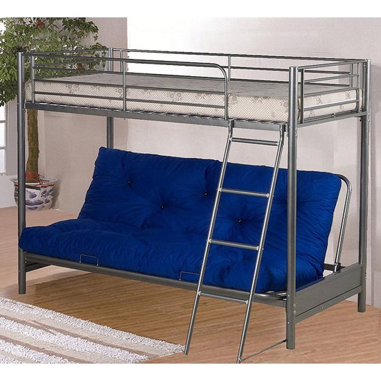 Product photograph of Awoka Futon Metal Bunk Bed In Silver from Furniture in Fashion