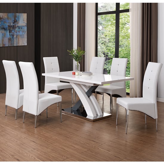 Read more about Axara large extending grey dining table 6 vesta chairs