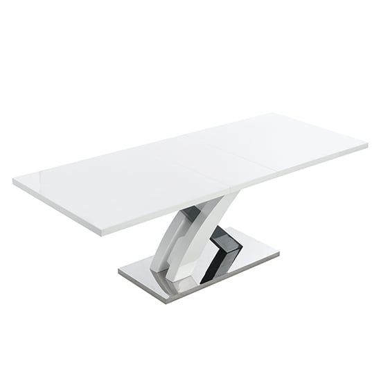 Axara Small Extending Gloss Dining Table In White And Grey_6