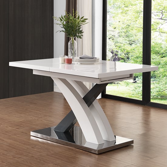 Axara Small Extendable Dining Table In White And Grey High Gloss_3