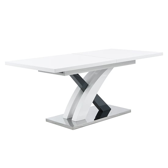 Axara Small Extending Gloss Dining Table In White And Grey_4