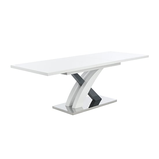 Axara Small Extending Gloss Dining Table In White And Grey_5