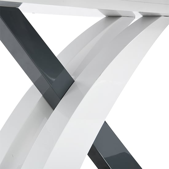 Axara Small Extending Gloss Dining Table In White And Grey_8