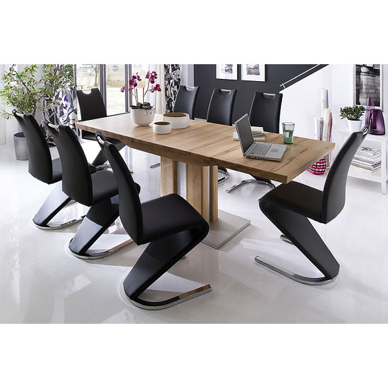 Bergamo Extendable Solid Oak Dining Table With 8 Amado Chairs