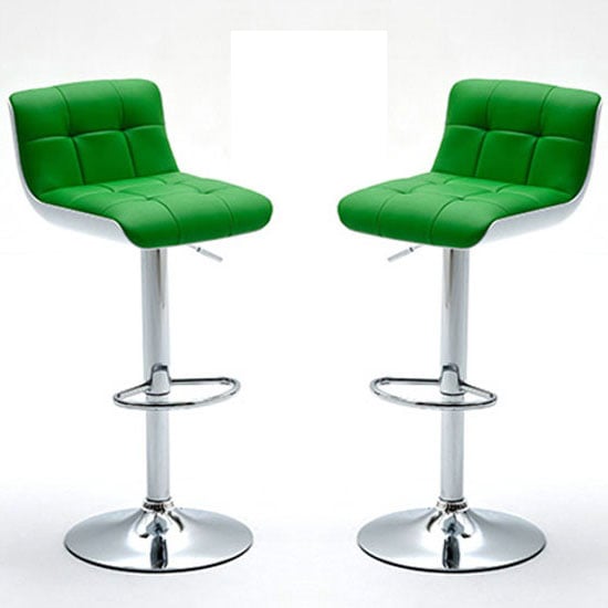 Bob Bar Stools In Green Faux Leather in A Pair Furniture in Fashion