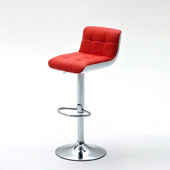 Bob Red Bar Stool In Faux Leather With Chrome Base 23020 Bob Red Bar Stool In Faux Leather With Chrome Base