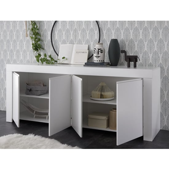 Benetti Sideboard Wide In White High Gloss With 4 Doors_2