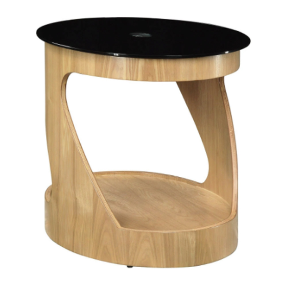 BentWood Side Table Oval In Black Glass Top With Oak Base_2