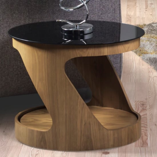 Read more about Bentwood side table oval in black glass top with oak base