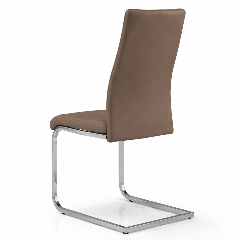Beverly Cappuccino PU Dining Chair With Chrome Legs In Pair