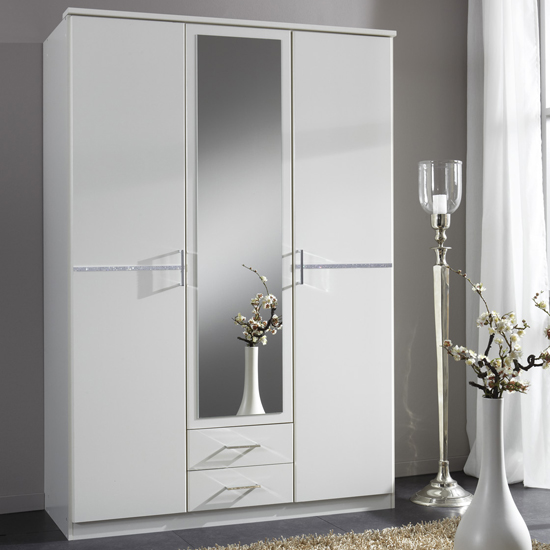 Bijoux%20011%20484 - Cheap White Wardrobe with Drawers and Mirror