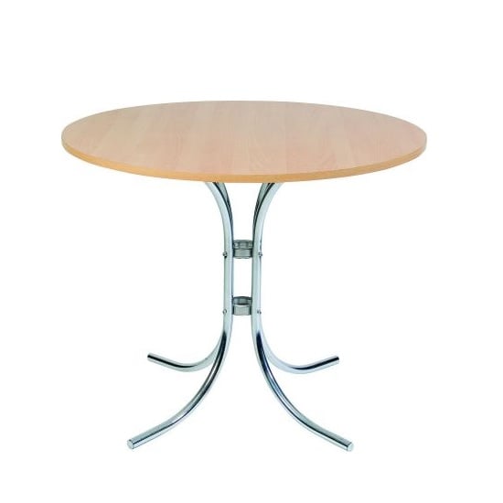 Read more about Staples wooden bistro table round in beech with chrome frame