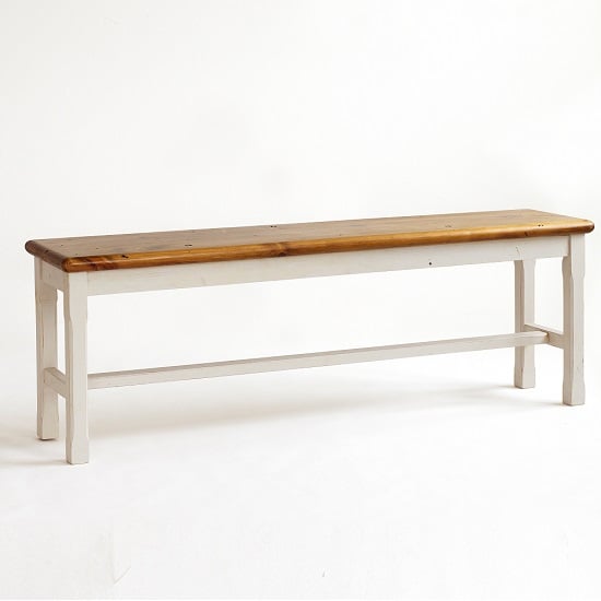 Boddem Dining Bench In White Pine Wood Cottage Style | Furniture in Fashion