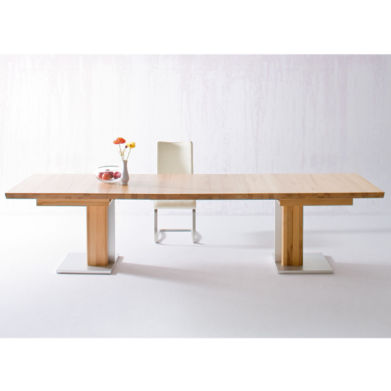 Bolzano Extendable Dining Table In Solid Oak With Steel Base_2