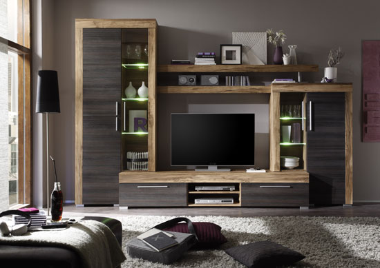 Boom Living Room Furniture Set In Walnut And Dark Brown