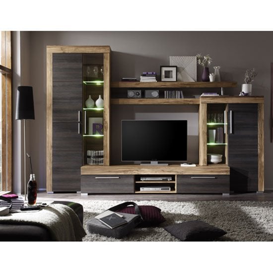 View Boom living room furniture set in walnut and dark brown