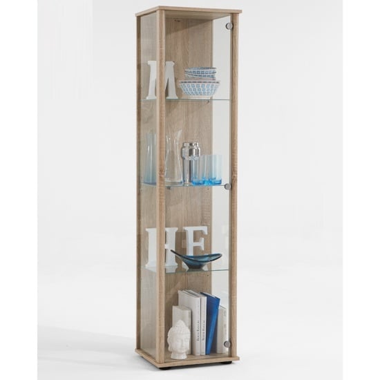 marine modern glass display cabinet in oak with glass