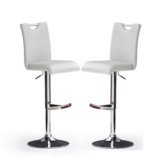 Bardo Bar Stools In White Faux Leather in A Pair