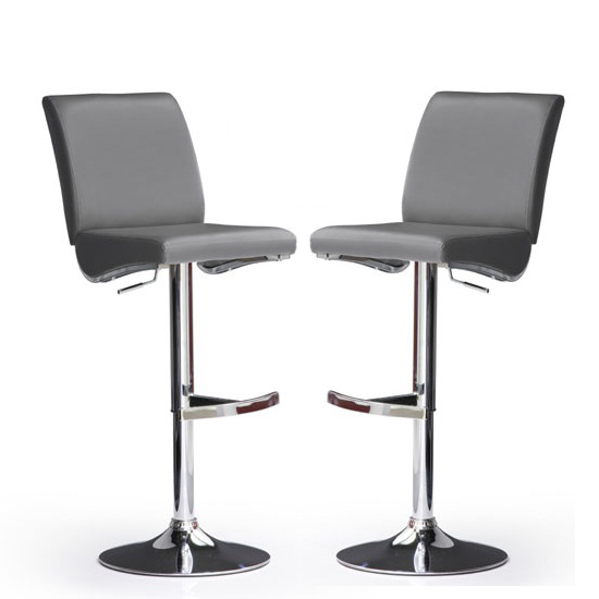 Diaz Bar Stools In Grey Faux Leather in A Pair Furniture in Fashion