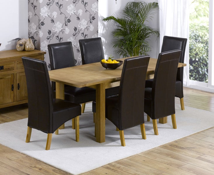 Extending Oak Dining Table And 6 Leather Chairs Cipriano Extending Oak Dining Table And 6 Leather Chairs