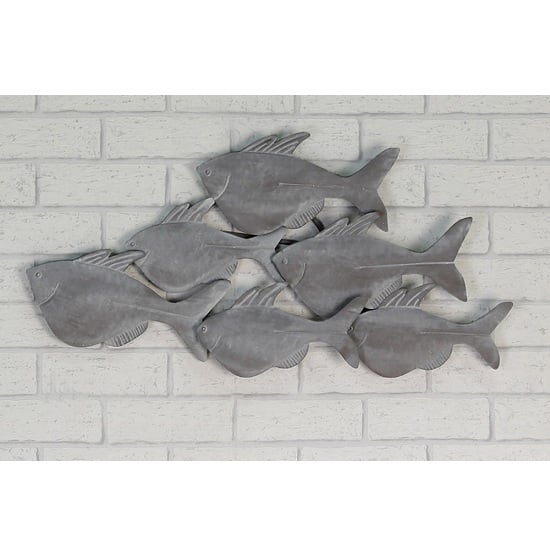 Product photograph of Fished Wall Art In Metal Grey Wiped from Furniture in Fashion