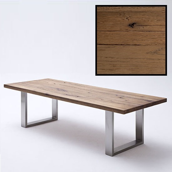 Capello 220cm Bano Oak Dining Table With Stainless Steel Capello 220cm Bano Oak Dining Table With Stainless Steel Legs