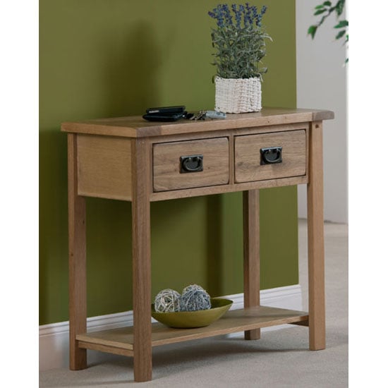 Corrick Small Console Table In American White Oak With 2