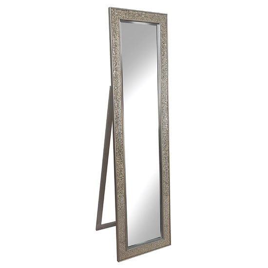 Photo of Aliza floor standing cheval mirror in champagne mosaic frame