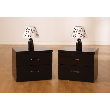 Stefan High Gloss Black 2 Drawer Bedside Cabinet 6790 Stefan High Gloss Black 2 Drawer Bedside Cabinet