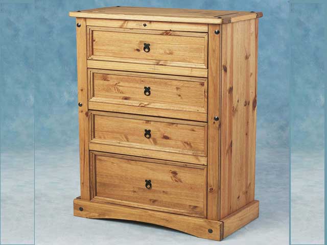 Product photograph of Central 4 Drawer Chest In Waxed Pine from Furniture in Fashion