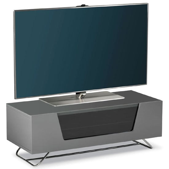 Read more about Chroma small high gloss tv stand with steel frame in grey