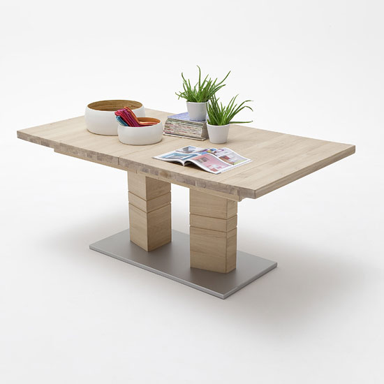 Cuneo Extendable Rectangular Dining Table Large In Bianco Cuneo Extendable Rectangular Dining Table Large In Bianco Oak