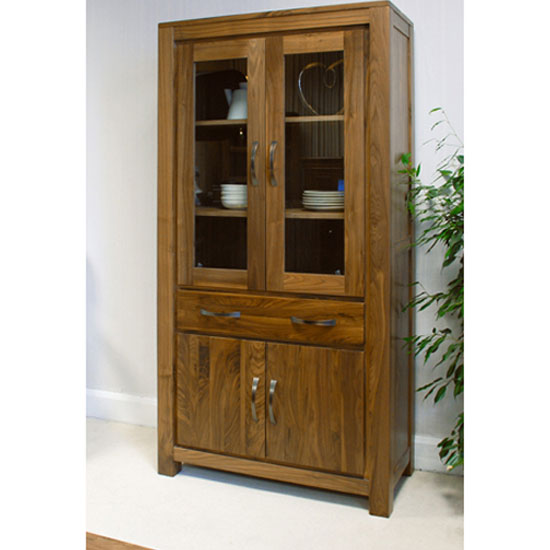 Product photograph of Sayan Walnut Large Glazed Bookcase from Furniture in Fashion