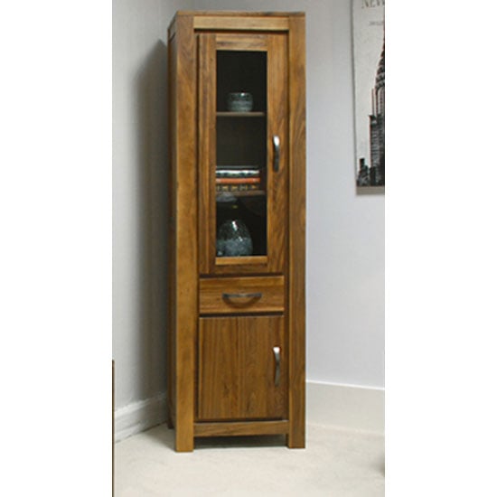 Read more about Sayan walnut narrow glazed bookcase