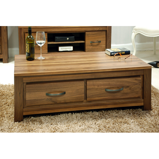 Read more about Sayan walnut low four drawer coffee table