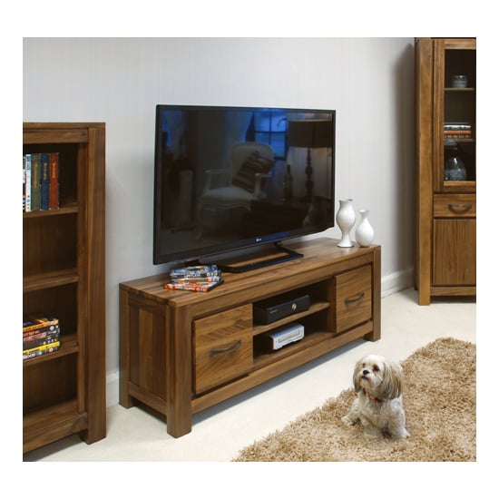 Product photograph of Sayan Walnut Widescreen Television Cabinet from Furniture in Fashion