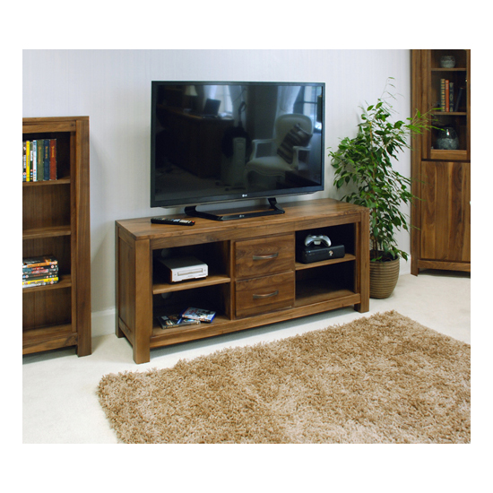 Product photograph of Sayan Walnut Low Widescreen Television Cabinet from Furniture in Fashion