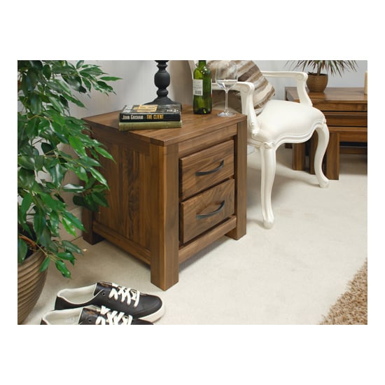 Read more about Sayan walnut two drawer lamp table