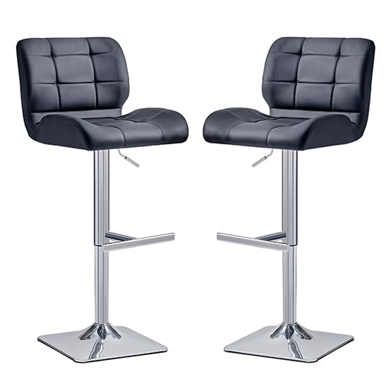 Candid Black Faux Leather Bar Stools With Chrome Base In Pair_1