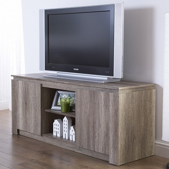 Photo of Caister wooden lcd tv stand in oak with 2 doors