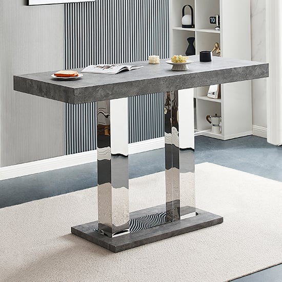 Caprice Large Rectangular Wooden Bar Table In Concrete Effect