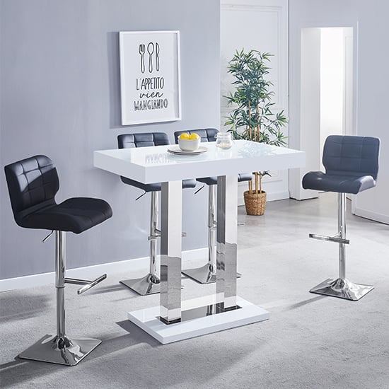 Caprice Rectangular High Gloss Bar Table In White_5